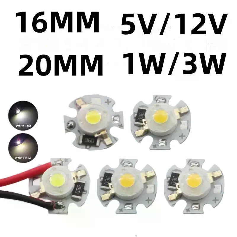 5/10Pcs 16mm 20mm LED Lamp Boards 1W 3W Single Color 5V 12V Warm Neutral White Spotlights Downlights Sunset Lights Qme