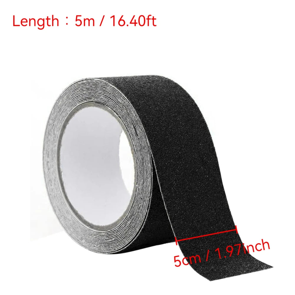 5cmX5m Anti Slip Adhesive Tape Non Skid Traction Strip for Bathroom Bathtub Edge Shower Floor Tile Kitchen Stair Treads Qme Black
