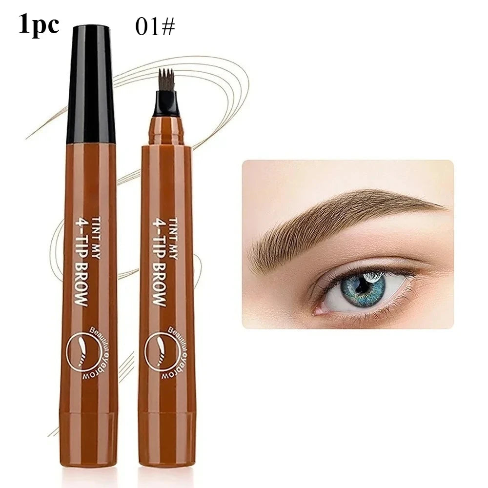 Four-pronged eyebrow pencil, four-end, long-lasting, non-smudged, water-resistant, anti-smudged eyebrow pencil Qme 01-1pc