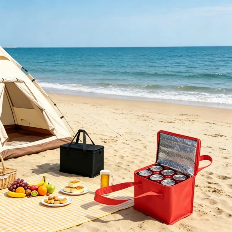 Portable Lunch Cooler Bag Folding Insulation Picnic Ice Pack Food Thermal Bag Drink Carrier Insulated Bags Beer Delivery Bag Qme