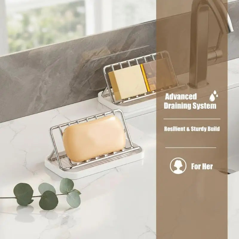 Stainless Steel Soap Rack Kitchen Bathroom Sink Shelf W Drainage Tray Qme