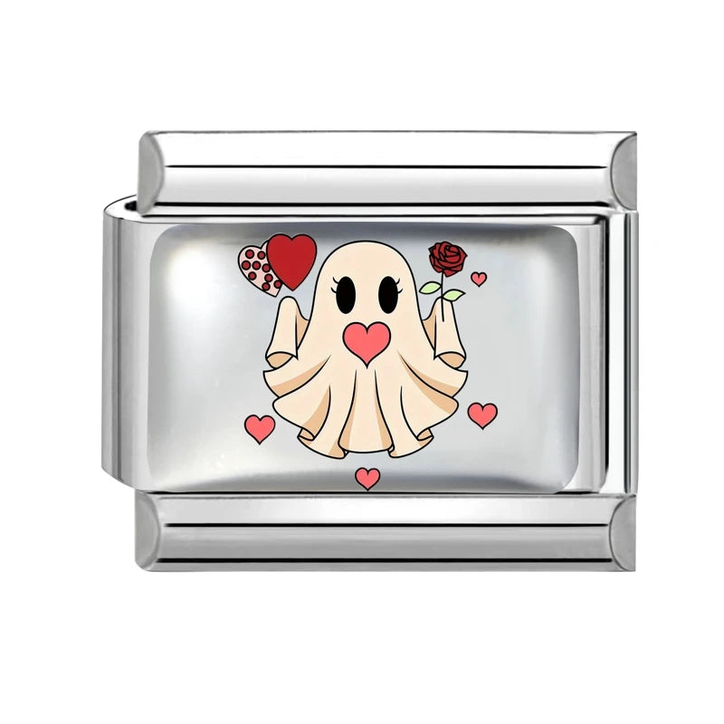 New 2026 Design Halloween Cherry Bow Pumpkins Ghost Italian Charm Links Fit 9MM Stainless Steel Bracelet Jewelry DIY Making Gift Qme S 11
