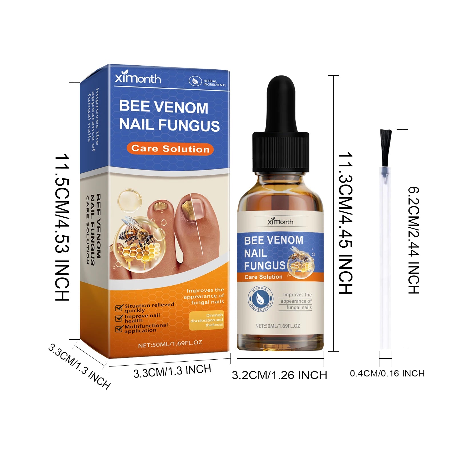 Bee Venom Nail Fungus Care Solution Maintenance Repair Nail Discoloration Thick Hand Foot Nail Manicureed Health Care Essence Qme 50ml Boxed