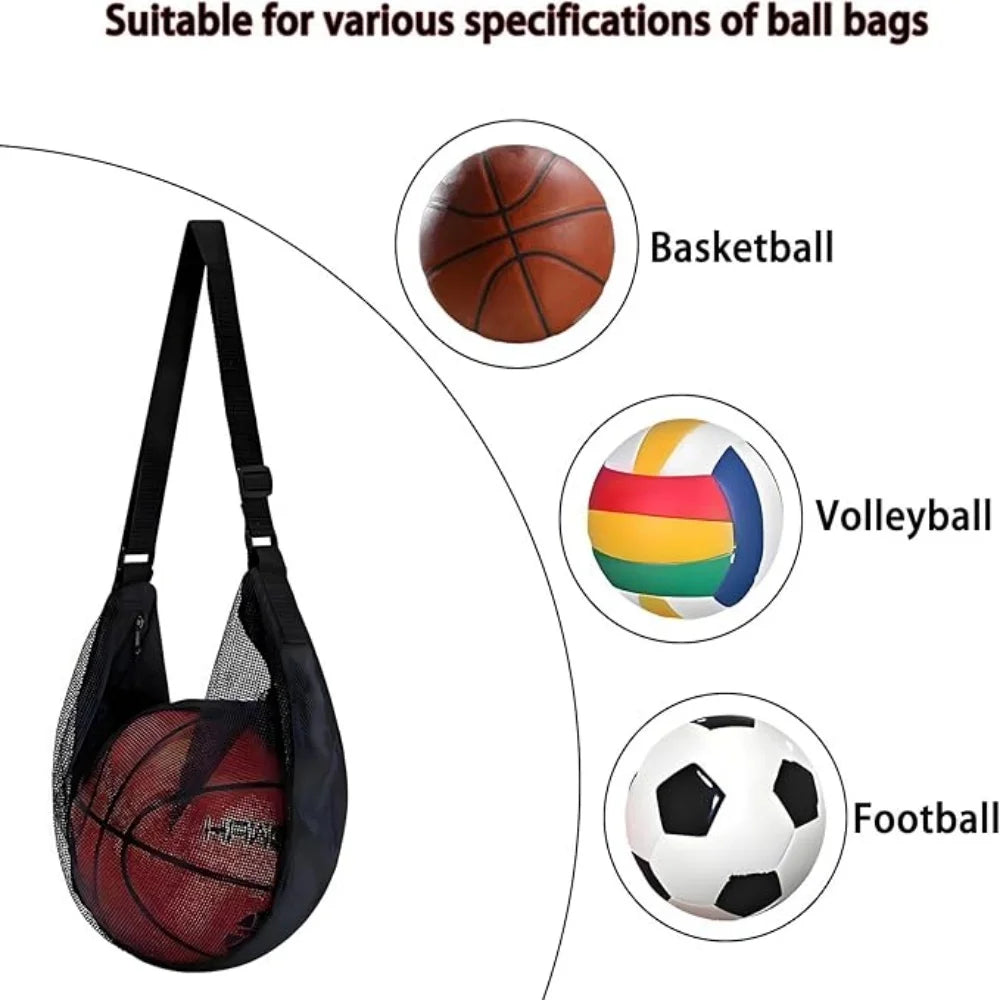 Single Shoulder Crossbody Single Ball Storage Bag Basketball Soccer Volleyball Anti-Tear Training and Fitness Mesh Zipper Bag Qme