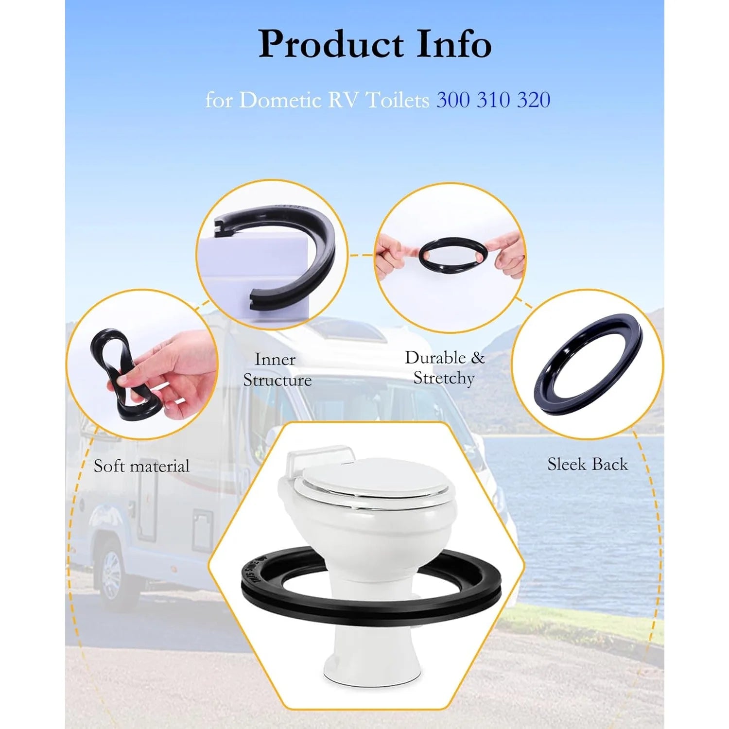 Toilet sealing component replacement kit - High-quality flushing spherical sealing gasket set, easy to install, solves leakage Qme