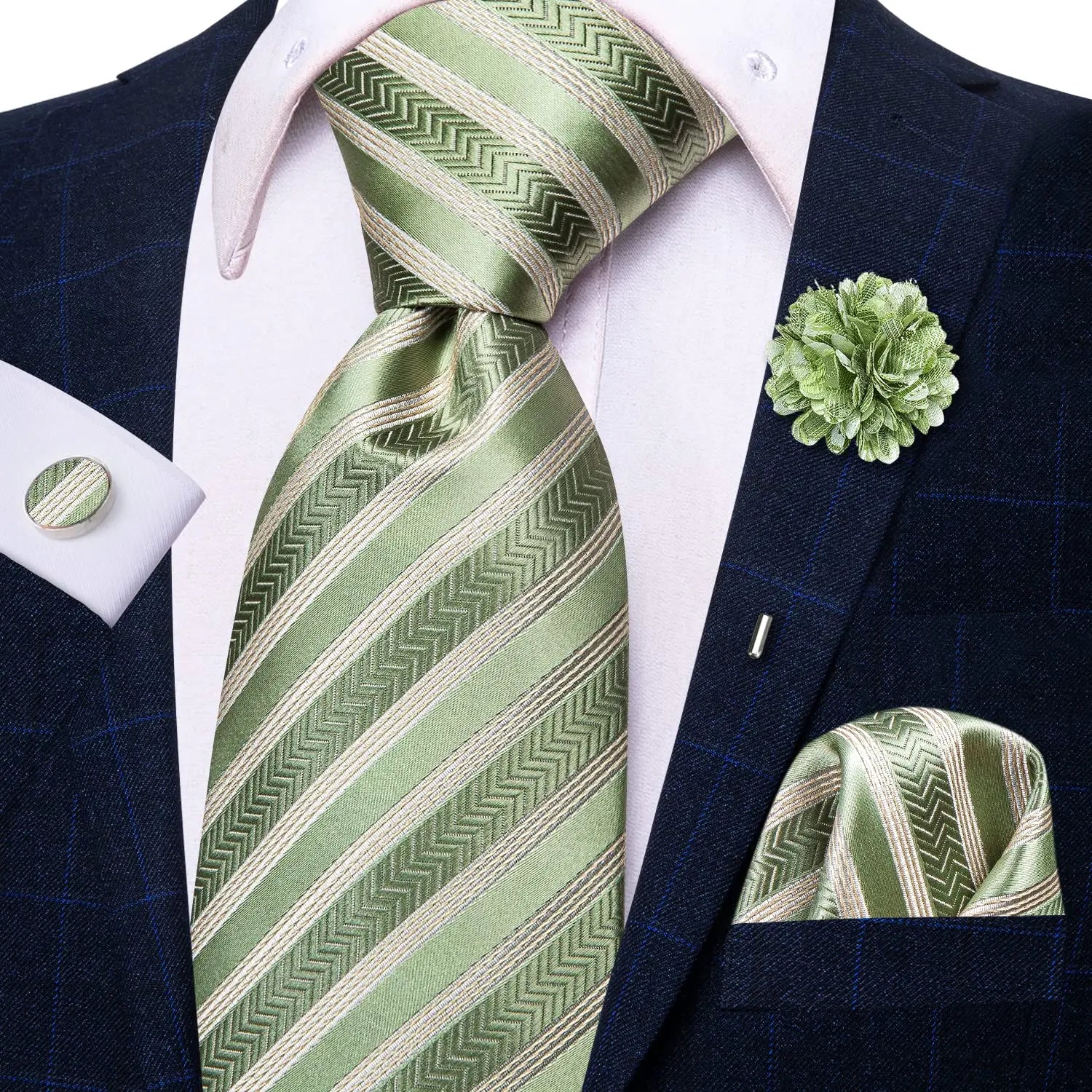25 Colors Neck Ties Men Luxury Wide Silk Wedding Tie Pocket Square Qme N-3776XH-027