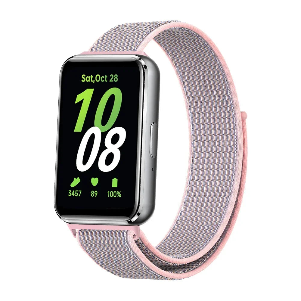 Nylon Loop Strap for Samsung Galaxy Fit 3 Adjustable Elastic Bracelet Watchband for iWatch Samsung Galaxy Fit3 Band Accessories Qme Sand Powder For Galaxy Fit3