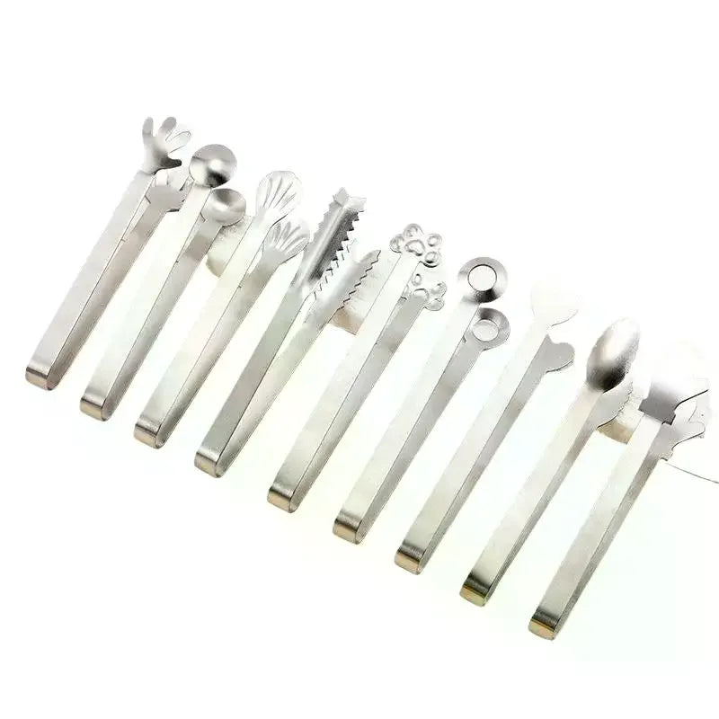 Stainless Steel Mini Food Clips Sugar Cubes Ice Cube Tweezers Cute Qme