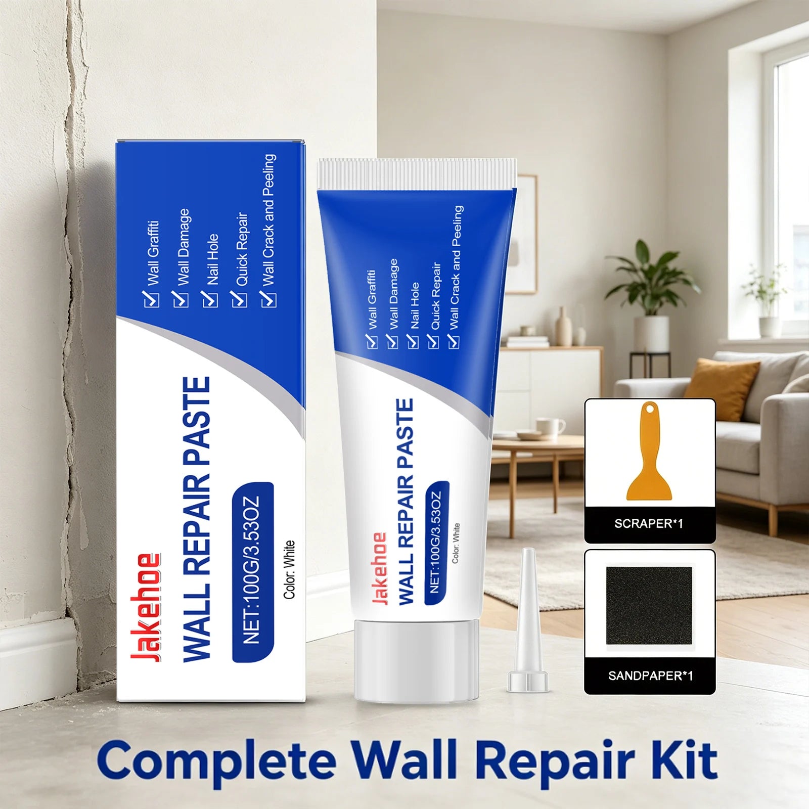 Wall Repair Paste Repair Wall Damage & Graffiti Fill Nail Hole Prevent Wall Cracking Peeling Restore Smoothness Wall Repair Kit Qme