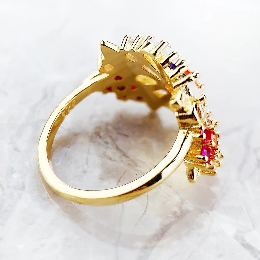 Colourful Flowers Ring 2023 Brand New Fine Jewerly Bohemia 925 Sterling Silver Gift For Women Qme