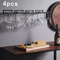 4 Red Wine Cup Holders Hanging Upside Down Footed Storage Rack Qme black