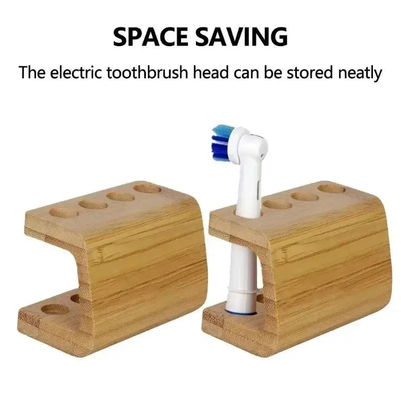 Mini Multi-slots Bamboo Stand Toothbrush Head Space Saving Bathroom Qme