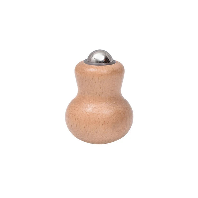 Wooden Facial Massage Roller Iron Ball Tools Mini Hand-held Massager Qme E