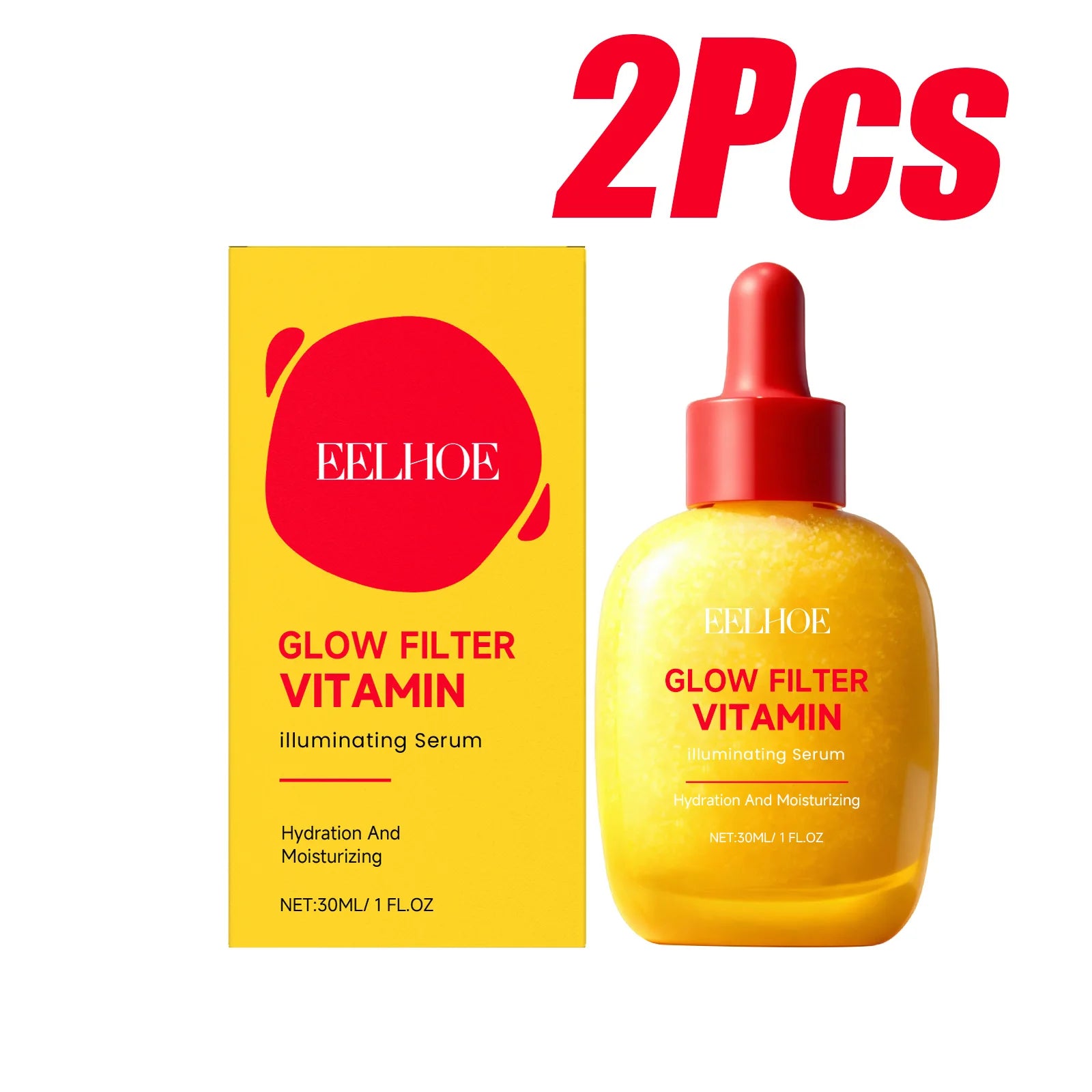 Vitamin C Illuminating Serum Brightening & Hydrating Facial Serum Even Skin Tone Soothes Dryness Daily Skincare Glowing Essence Qme 2 x 30ml Boxed