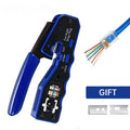 RJ45 Crimp Tool Pass Through Crimper Cutter for Cat6a Cat6 Cat5 8P8C Modular Connector Ethernet All-in-one Wire Tool Qme Default Title