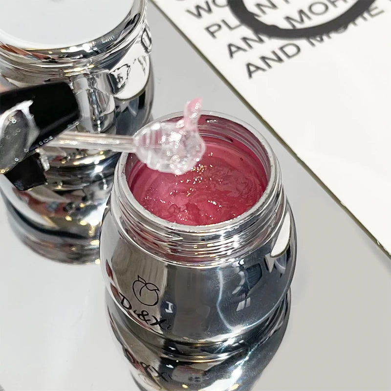 Peach Little Silver Jar Lip Balm Moisturizing Care Jelly Oil Qme