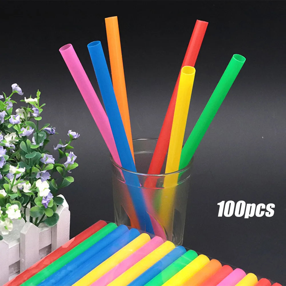 100pcs 210x11mm Straws Big Milkshake Straws Smoothie Straws Beverage Thick Straw For Boba Tea Milkshake Bar Accessories Qme