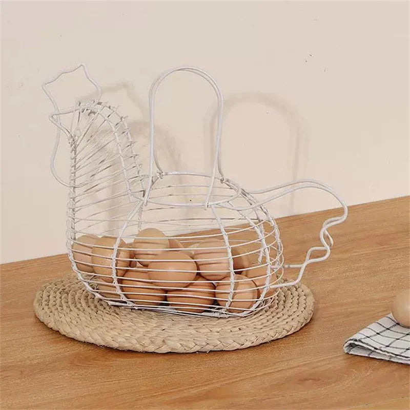Vegetables Fruit Container Organizer Rack Basket Iron Art Eggs Qme White