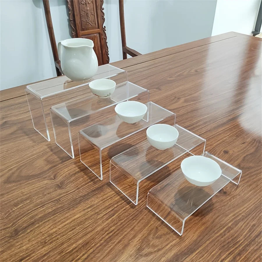 U-shaped transparent acrylic display stand - Multi-layer minimalist design, suitable for dolls, statues, jewelry, cosmetics Qme