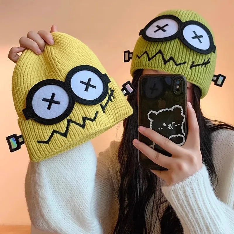 Funny Cute Knitted Woolen Hat Women Autumn Winter Cartoon Warm Qme