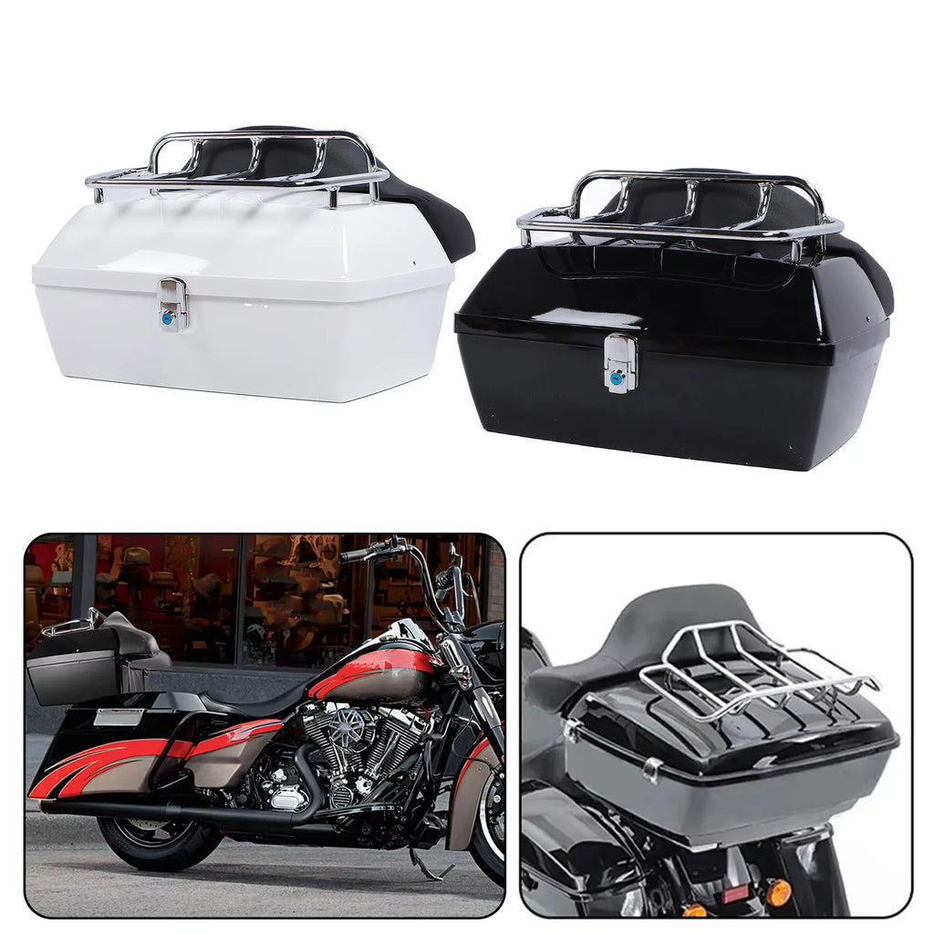 Motorcycle Rear Storage Box 48L ABS Luggage Case Quick Release Motorbike Tail Storage Box Waterproof and Shock Absorption Qme