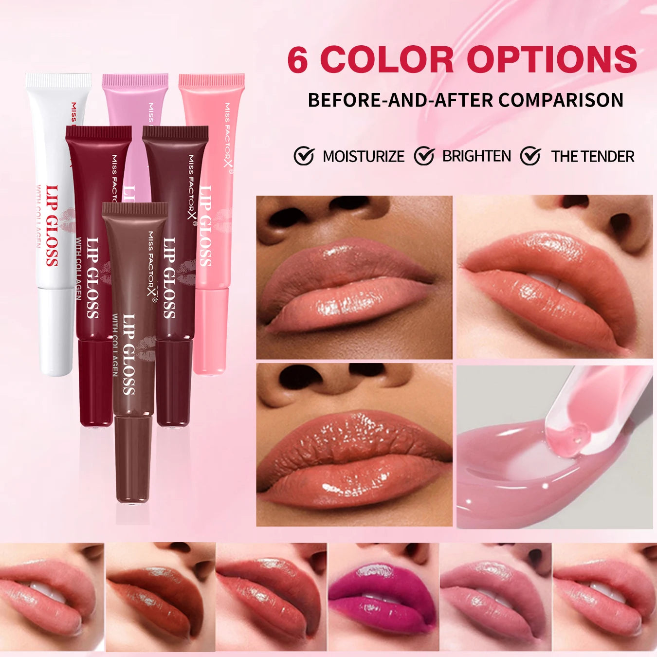 Premium gift set 24PCS/box Lip gloss set Long-lasting moisturizing Lip color modification Perfect gift for women Valentine’s Day Qme