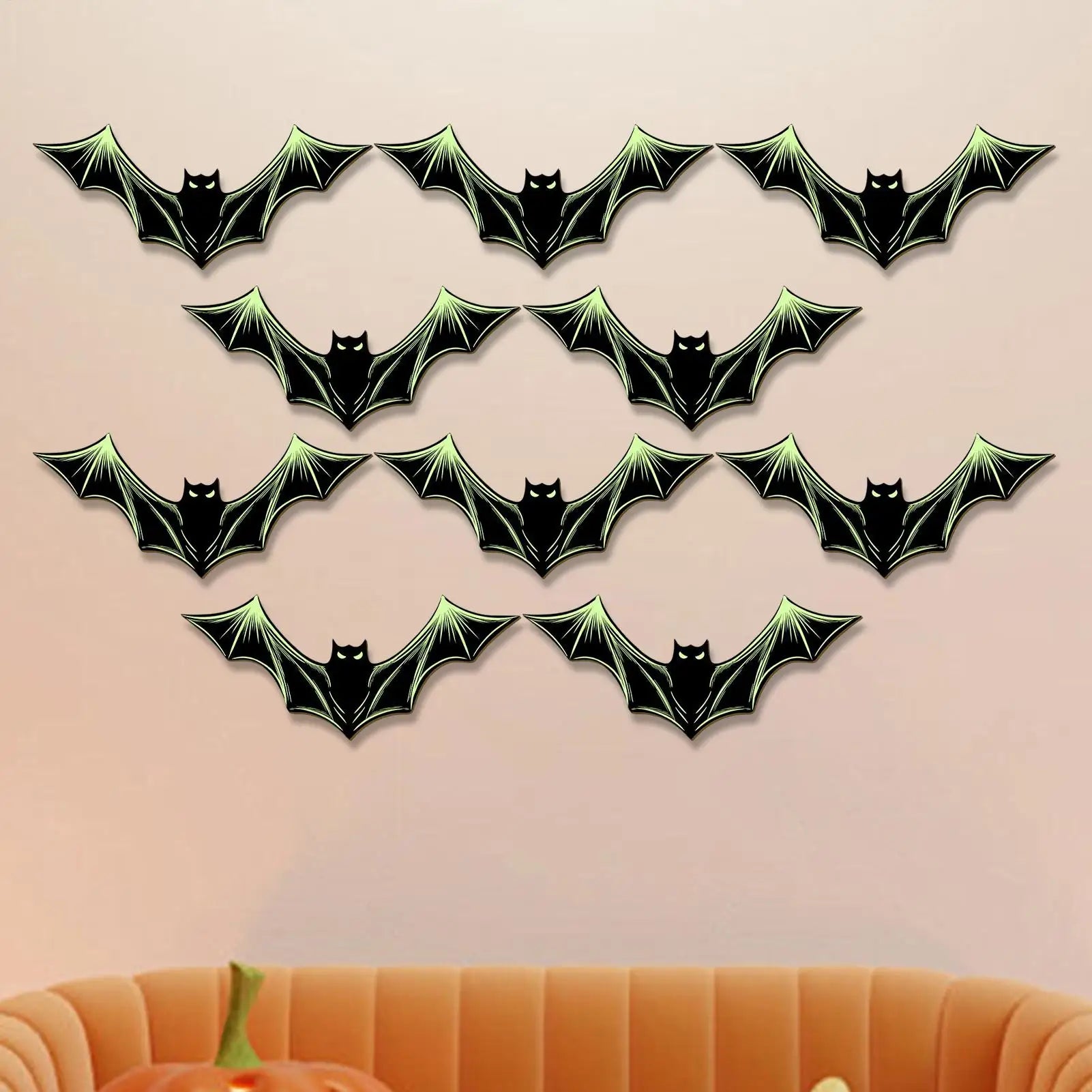 Bat Wall Decor Glowing Bats Holiday Halloween Gothic Decoration 10 Qme
