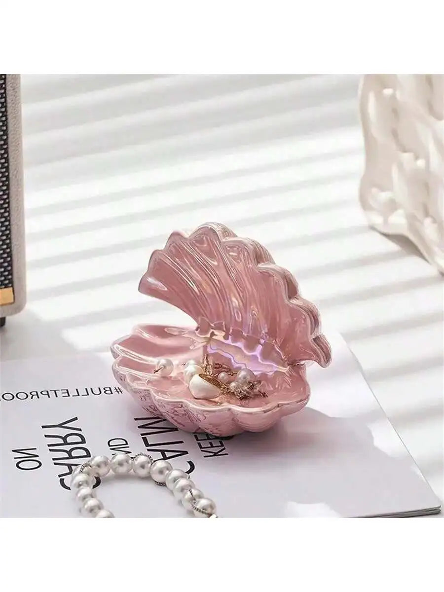 Shell Jewelry Tray Ceramic Clam Storage Ring Bracelet Earring Qme