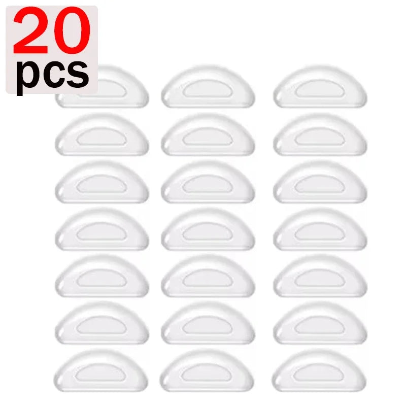 10/60pcs Glasses Nose Pads Adhesive Silicone Nose Pads Non-slip Transparent Nosepads for Glasses Eyeglasses Eyewear Accessories Qme clear-20pcs