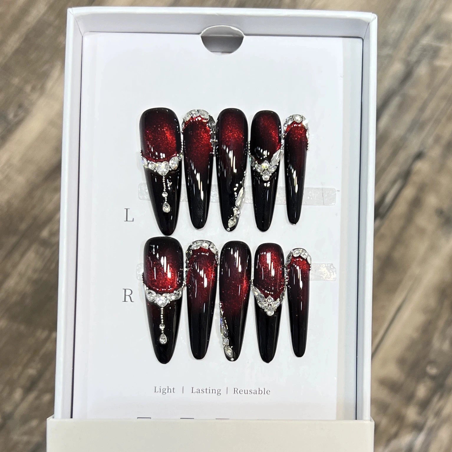 Handmade Press Nails Gothic Y2k Gradient Shiny Long Stiletto False Qme GJ-CDJ-1095-M