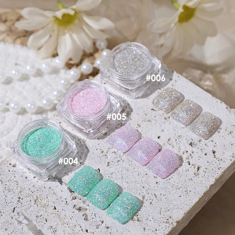 Aurora Sea Salt Crystal Diamond Nail Glitter 12 Colors Super Shiny Sugar Powder Nail Art Decoration Qme