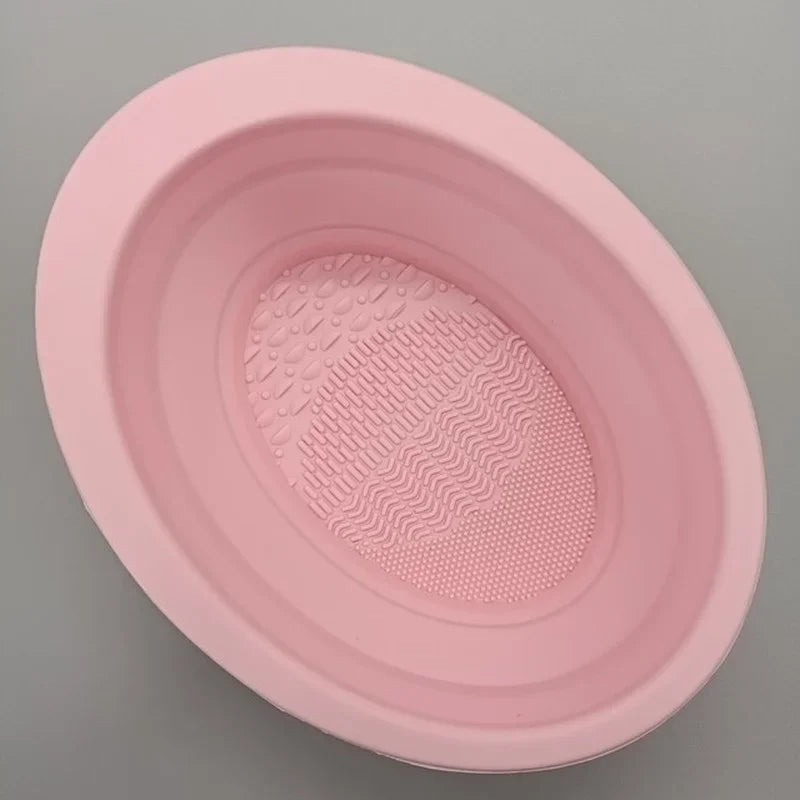 Foldable Silicone Makeup Brush Cleaner Bowl Cosmetic Cleaning Mat Qme B