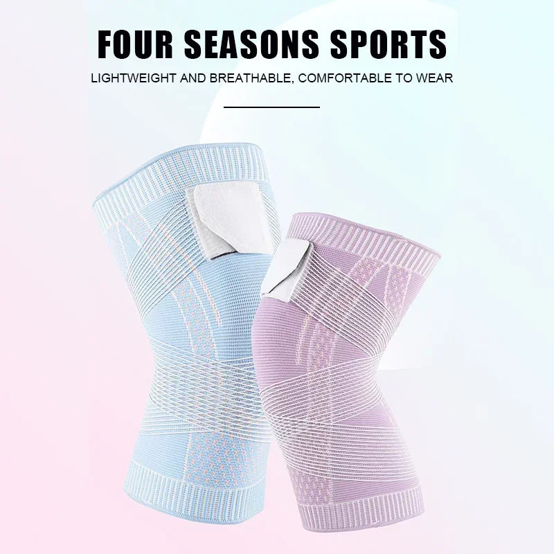 Knee Pads Pressurized Elastic Support for Men and Women, Fitness Gear, Basketball and Volleyball Brace Protector Bandage Qme
