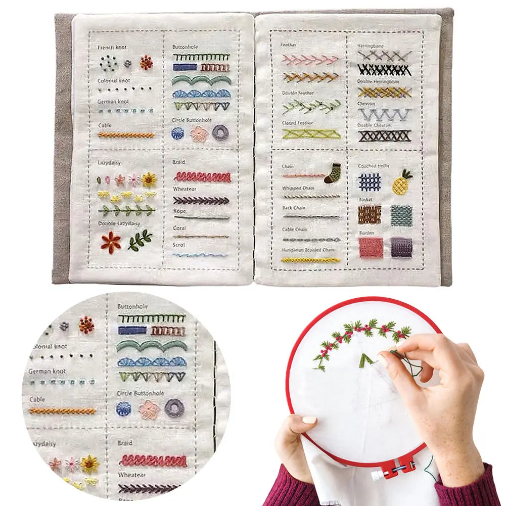 Creative Sewing Book, Enthusiasts & Beginners Embroidery Instructions Book for DIY Sewing Kit, Creative Embroidery Stitches Book Qme