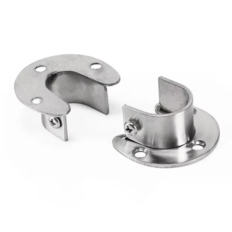 304 stainless steel flange seat wardrobe hanger fixing rod hardware accessories curtain rod tube hook fixing support bracket sea Qme