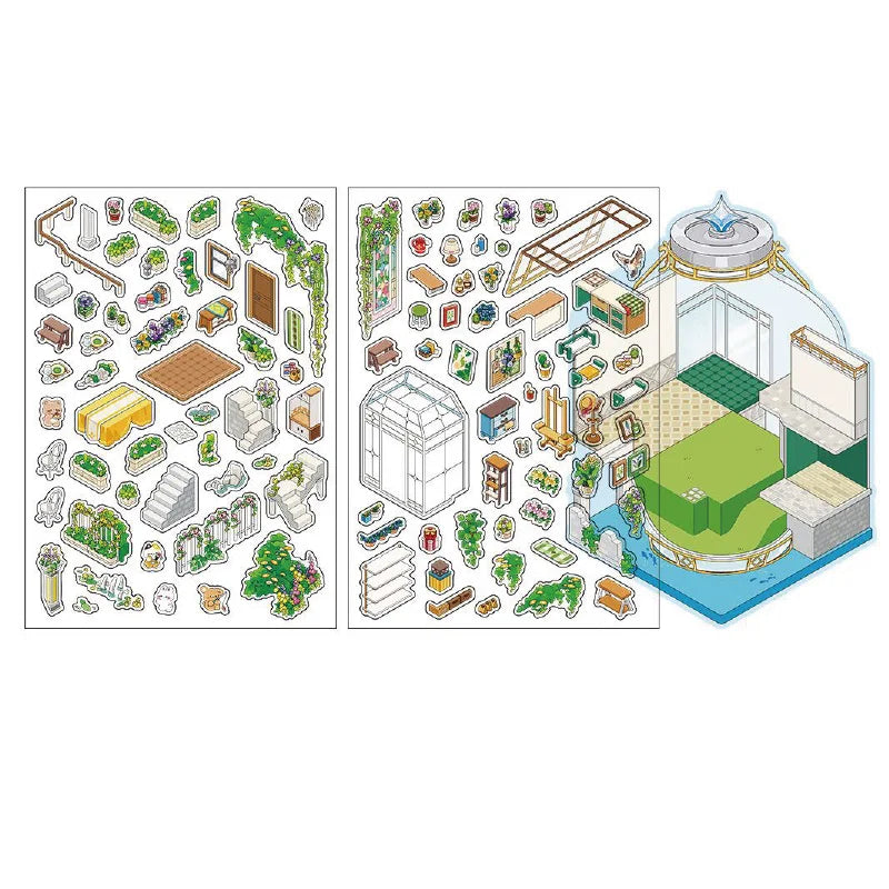 Kawaii Deep Sea Home 3D DIY Landscape Sticker Pocket Cabin Scene Stacking Pasting Festival Birthday Gift for Kid Child ﻿ ﻿ Qme 3