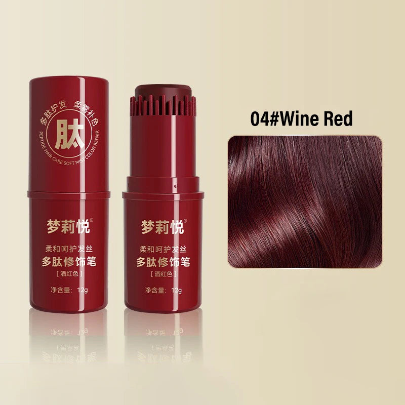Temporary Hair Color Brush 4 Colors Root Touch Up Waterproof & Non-Sticky Instant Gray Coverage Hair Makeup Tool for Men & Women Qme A 04 WINE RED