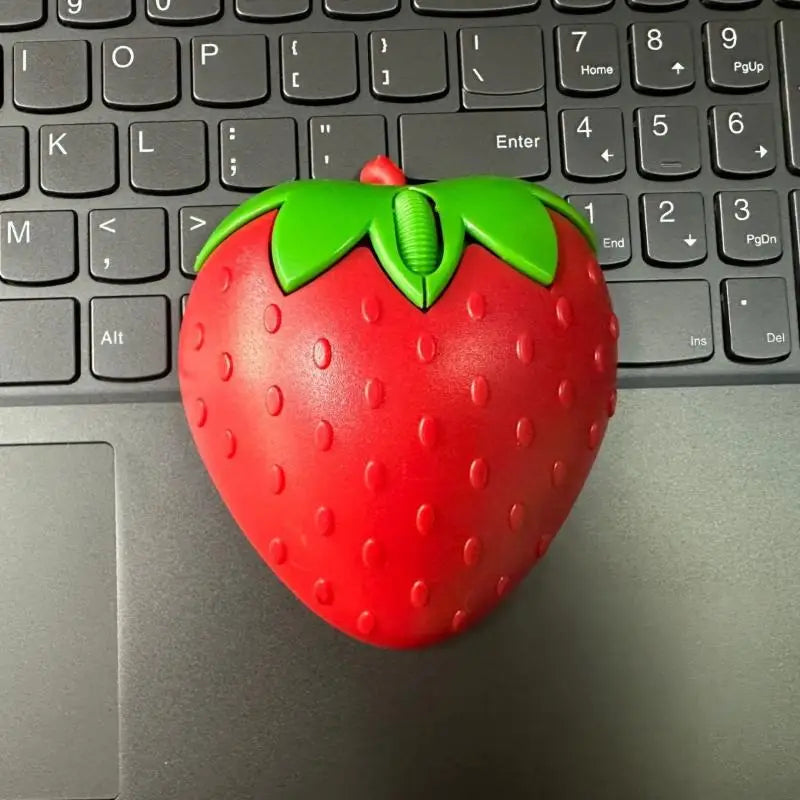 USB Optical Mice 3D Mini Cute Cartoon Strawberry Wired Mouse Laptop Qme
