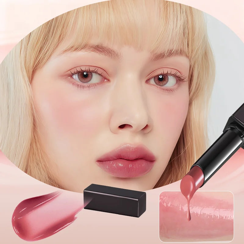 Moisturizing Mirror Lipstick, Water Glow Solid Lip Gloss, Long-Lasting Nourishing Formula With Castor And Sunflower Seed Oil Qme