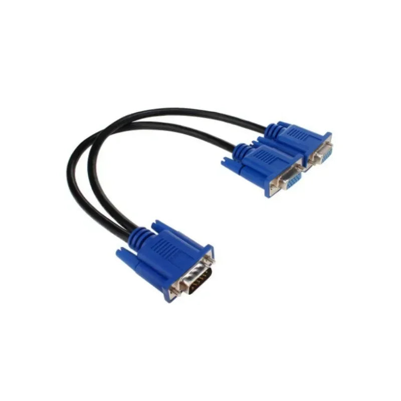 3pcs VGA Splitter Cable 1 Computer To Dual 2 Monitor Adapter Y Splitter Male To Female VGA Wire Cord for PC Laptop Adapters Qme