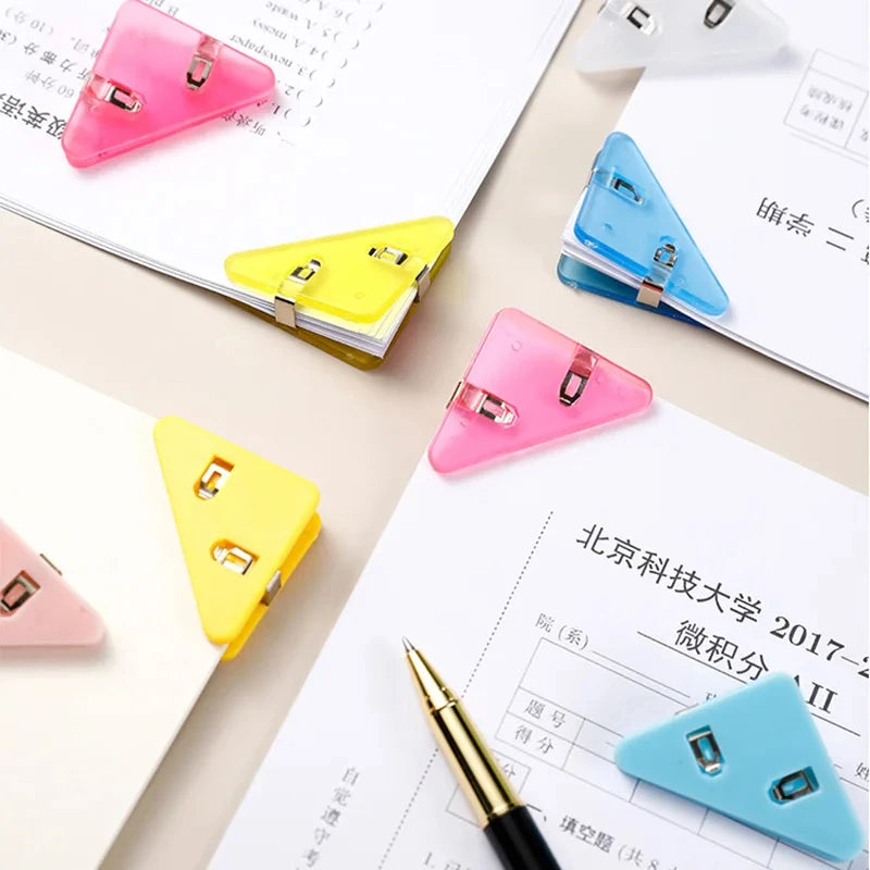 20Pcs Creative Triangle Clips Bill Clip Book Paper Corner Binder Clip for Desk Storage Shelf Office Stationery Desktop Organizer Qme