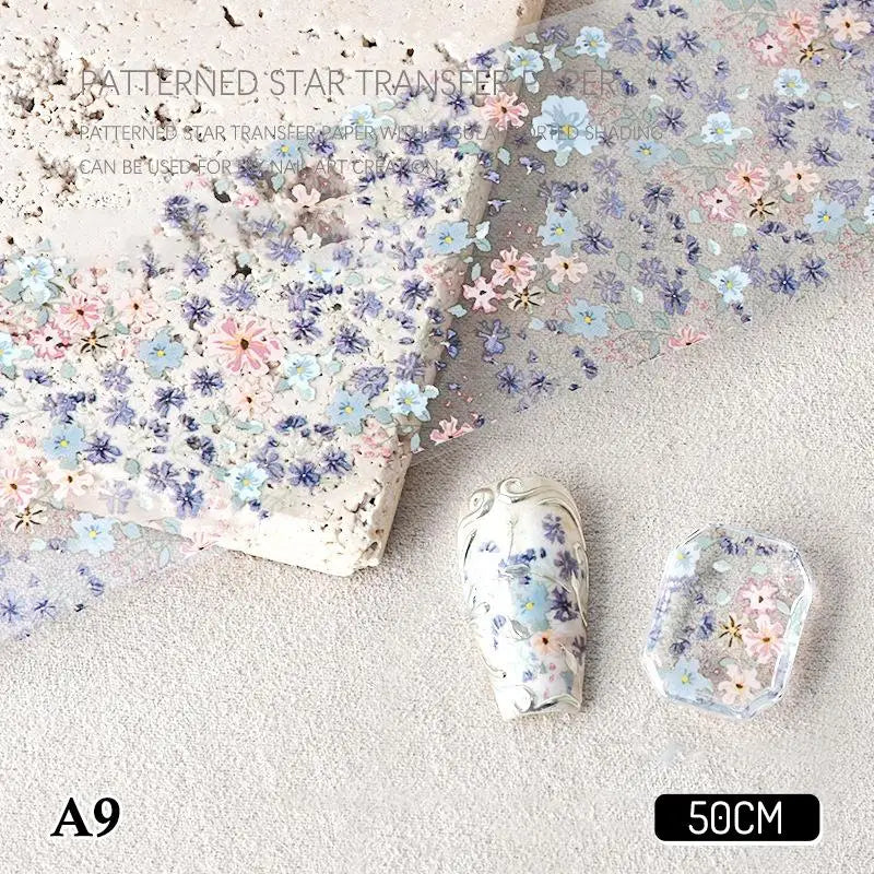 4 Rose Flower Nail Transfer Foils Paper DIY Art Sliders Salon Use Qme A9
