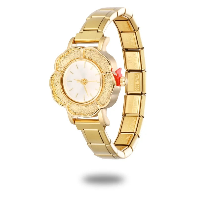Wholesale Fashion Women's Mens Stainless Steel Round Hexagon Flower Shape High Quality Watch Bracelet For Friend DIY Watch Gifts Qme Style 14