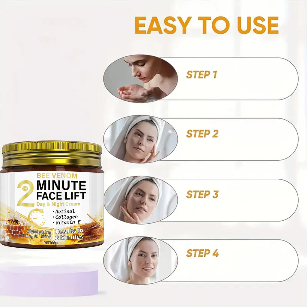 Bee Venom Anti-Aging Day & Night Cream with Retinol & Collagen - Intense Moisturizing & Firming Face Lift Treatment Qme