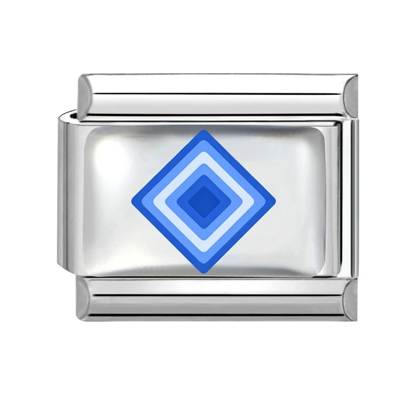 2026 Y2K Rainbow Heart Earth Blue Series Pattern Italian Charm Links