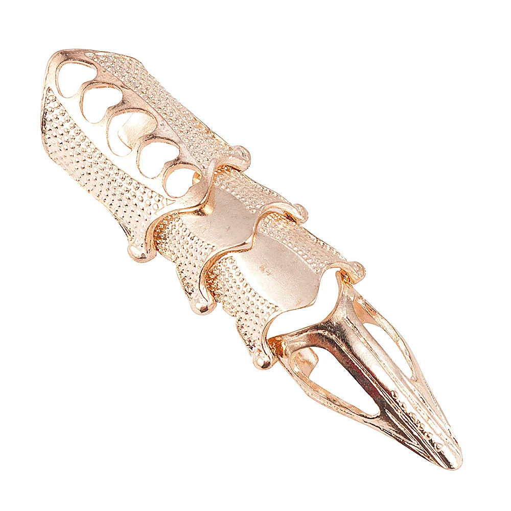 Gothic Scroll Joint Armor Knuckle Metal Full Finger Ring Hip Hop DIY Rings For Girls Wholesale Qme GOLD