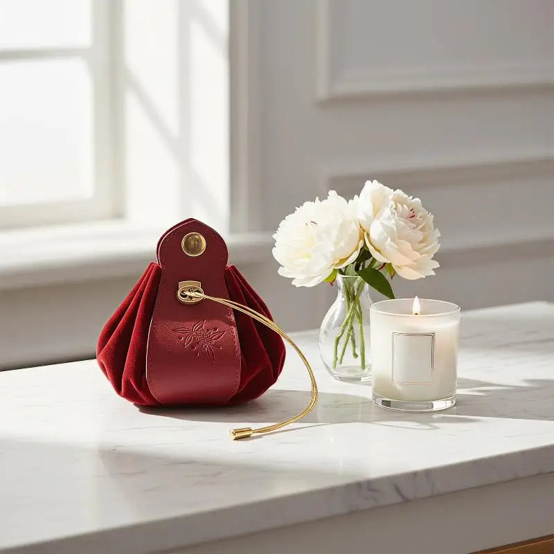 Velvet Drawstring Bag Embossed Floral Pattern Jewelry Storage Pouch Candy Bags For Wedding Party Favors Packaging Organizer Qme