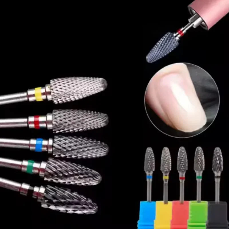 Tungsten Steel for nail Drill Bit Spiral Pattern for nail Buffing Head for Nail Buffing Polishing nail Gel Removal Safe Material Qme