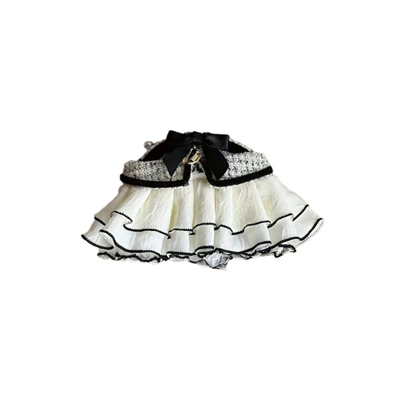 Labubu15-17cm Doll Luxury Unique Clothing, Strapless Layered Chiffon Dress, Fashion Style Fashion Collection Qme WHITE
