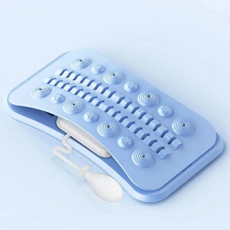 Ergonomic Adjustable Back Massager Airbag Waist Neck Support Muscle Qme Blue No plug